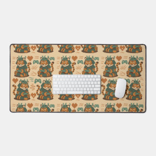 Gaming Tiger Warrior Repeating  Desk Mat