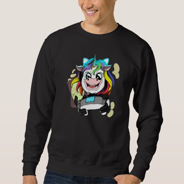 Gaming Unicorn Headphones Headset Controller Conso Sweatshirt (Front)