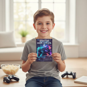 Gaming up fun birthday  invitation