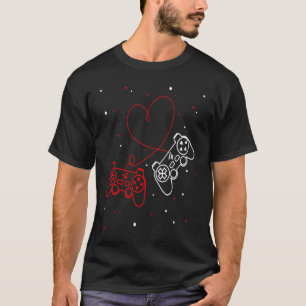 Gaming Valentine Video Games Funny Gamers Cute Hea T-Shirt
