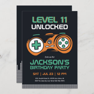 Gaming Video Games Level Unlocked Gamer Birthday Invitation