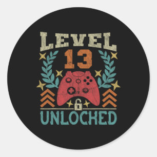 Gaming Vintage 13th Birthday Gift 13 Year Old Boy  Classic Round Sticker