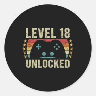 Gaming Vintage 18th Birthday Gift 18 Year Old Boy Classic Round Sticker