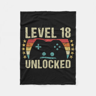 Gaming Vintage 18th Birthday Gift 18 Year Old Boy  Fleece Blanket