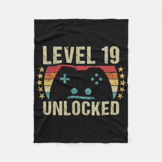 Gaming Vintage 19th Birthday Gift 19 Year Old Boy  Fleece Blanket