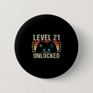 Gaming Vintage 21st Birthday Gift 21 Year Old Boy 6 Cm Round Badge