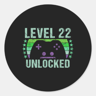 Gaming Vintage 22nd Birthday Gift 22 Year Old Boy Classic Round Sticker