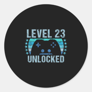 Gaming Vintage 23rd Birthday Gift 23 Year Old Boy  Classic Round Sticker