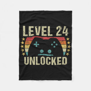 Gaming Vintage 24th Birthday Gift 24 Year Old Boy Fleece Blanket