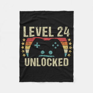 Gaming Vintage 24th Birthday Gift 24 Year Old Boy  Fleece Blanket