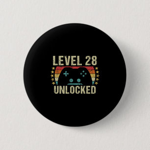 Gaming Vintage 28th Birthday Gift 28 Year Old Boy 6 Cm Round Badge