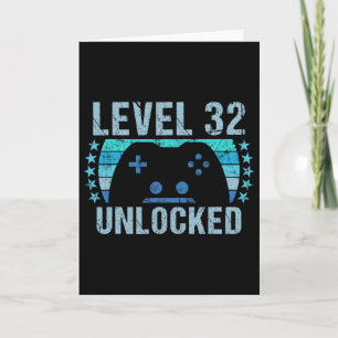 Gaming Vintage 32nd Birthday Gift 32 Year Old Boy Card