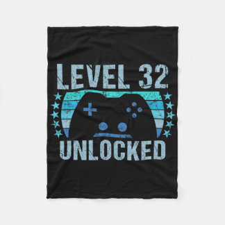Gaming Vintage 32nd Birthday Gift 32 Year Old Boy  Fleece Blanket