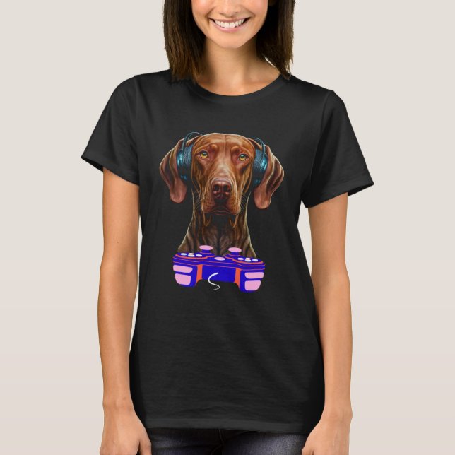 Gaming Vizsla Dog Player Animal Video Gamer  Men K T-Shirt (Front)
