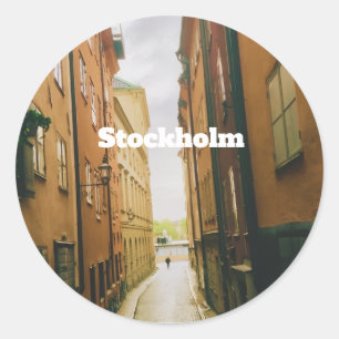 Gamla Stan, Stockholm Souvenir, Retro European Classic Round Sticker