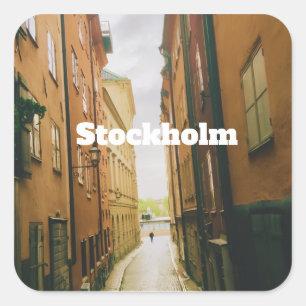 Gamla Stan, Stockholm Souvenir, Retro European Square Sticker