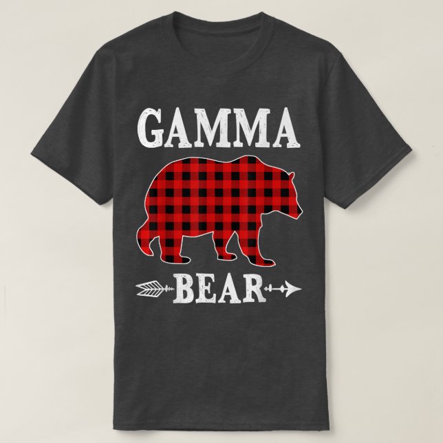 Gamma Bear Christmas Pajama Red Plaid Buffalo Fami T-Shirt (Design Front)