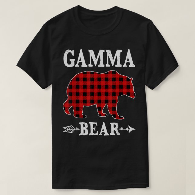 Gamma Bear Christmas Pajama Red Plaid Buffalo Fami T-Shirt (Design Front)