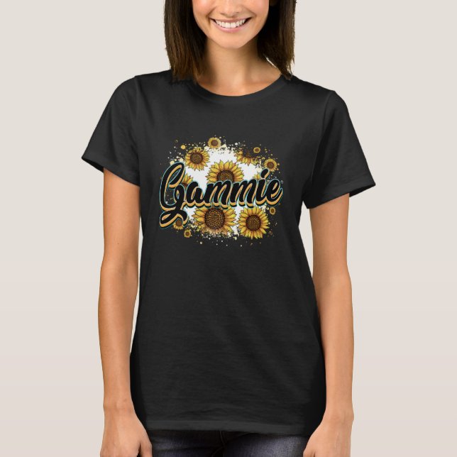 Gammie Cow Print Sunflower Mother's Day Cute Flora T-Shirt (Front)