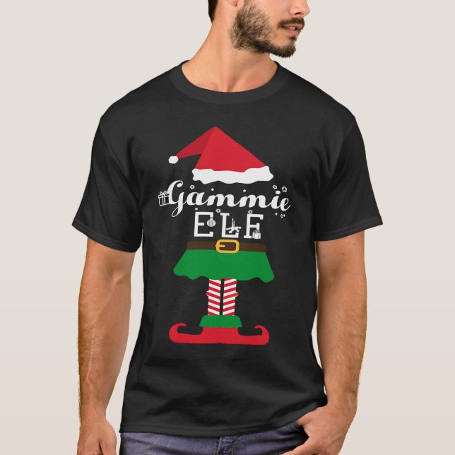 Gammie Elf Christmas Family Elves Matching Costume T-Shirt (Front)