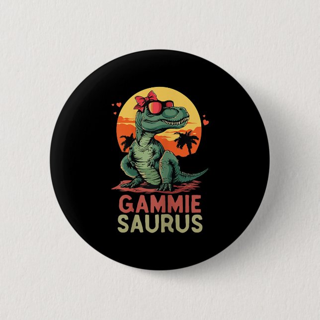 Gammiesaurus Dino Dinosaur Gammie-saurus T-rex Fun 6 Cm Round Badge (Front)