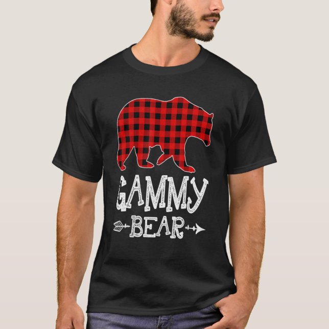 Gammy Bear Christmas Pajama Red Plaid Buffalo Fami T-Shirt (Front)