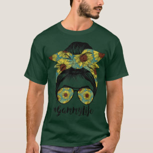 Gammy Life Messy Hair Bun Sunflower Women Mothers T-Shirt