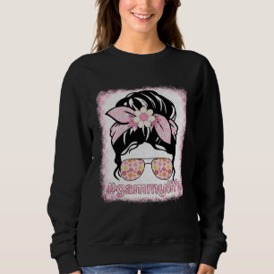 Gammy Messy Bun Bleaches Groovy Hippie Flower Moth Sweatshirt
