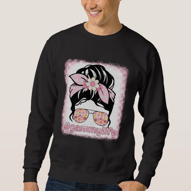 Gammy Messy Bun Bleaches Groovy Hippie Flower Moth Sweatshirt (Front)