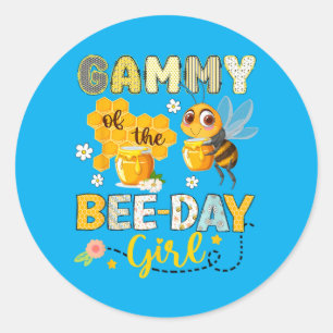 Gammy Of The Bee-Day Girl Funny Bee Birthday Party Classic Round Sticker
