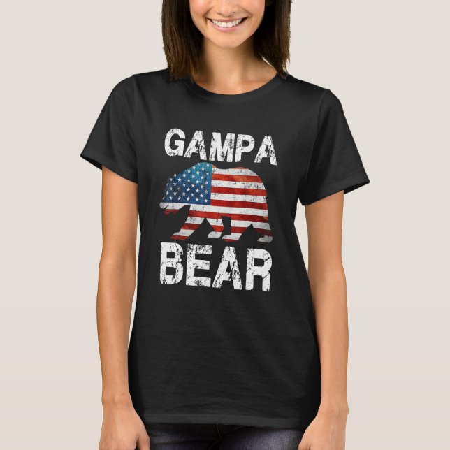 Gampa Bear Patriotic Flag Matching Family 4th Of J T-Shirt (Front)