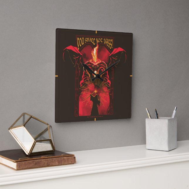 GANDALF™ Vs Balrog "You Shall Not Pass" Graphic Square Wall Clock (Office)