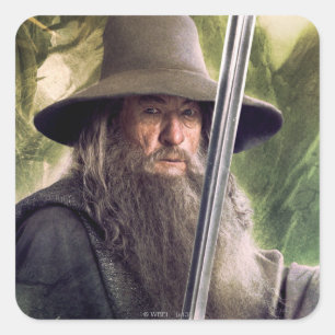 Gandalf With Staff And Sword Square Sticker