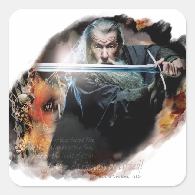 Gandalf With Sword In Battle Square Sticker (Front)