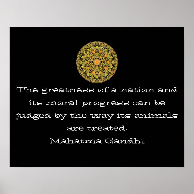 Gandhi animal rights vegan vegetarian quote poster (Front)
