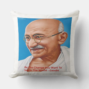 Gandhi & Be The Change Quote Jumbo Cotton Pillow