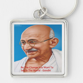 Gandhi & Be The Change Quote Key Ring