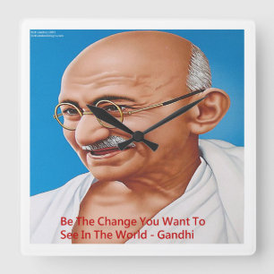 Gandhi & Be The Change Quote Wall Clock