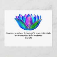 Gandhi Freedom Quote With Lotus Blossom Photo
