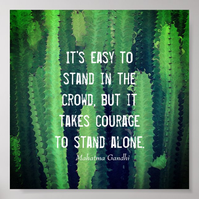 Gandhi on courage motivational quote cactus art poster (Front)