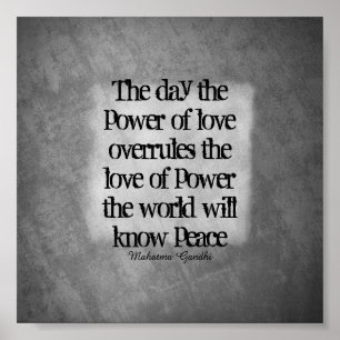Gandhi peace quote typography on grey poster