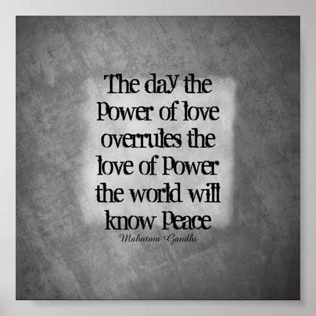 Gandhi peace quote typography on grey poster (Front)