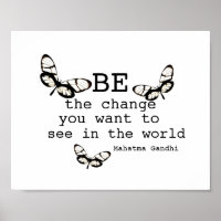 Gandhi quote be the change butterfly art
