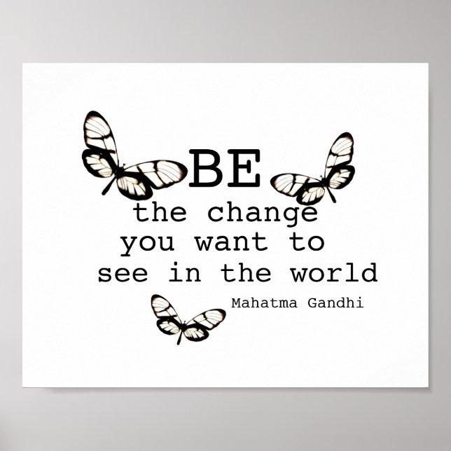 Gandhi quote be the change butterfly art poster (Front)
