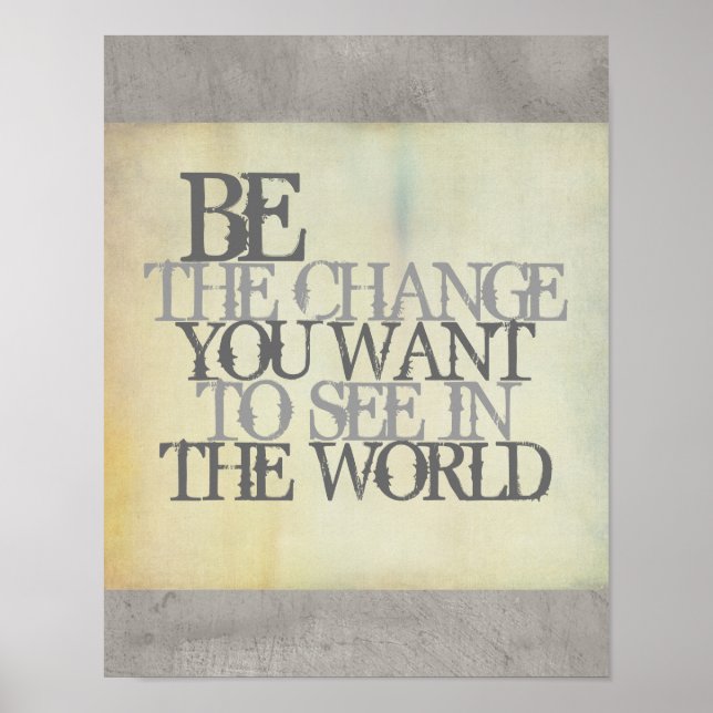 Gandhi quote be the change poster shabby chic (Front)
