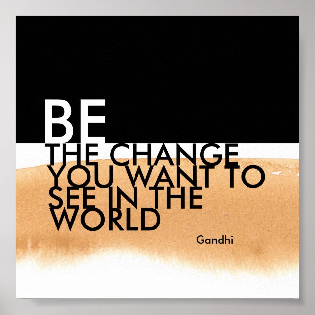 Gandhi quote poster be the change watercolor style (Front)