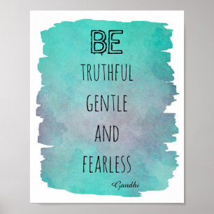 Gandhi quote poster teal blue watercolor