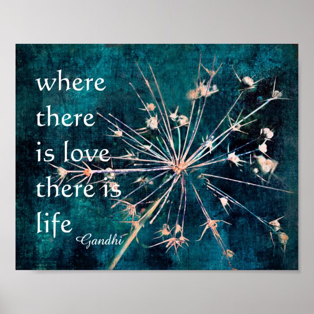 Gandhi quote poster where there is love nature art (Front)