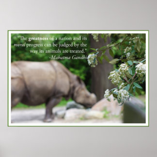 Gandhi Quote, Treat the Animals Well Poster