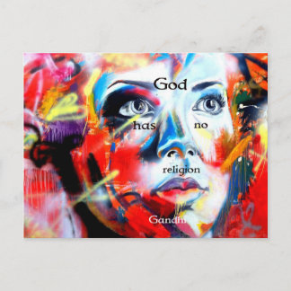 Gandhi Spiritual Quotation God Has No Religion Postcard